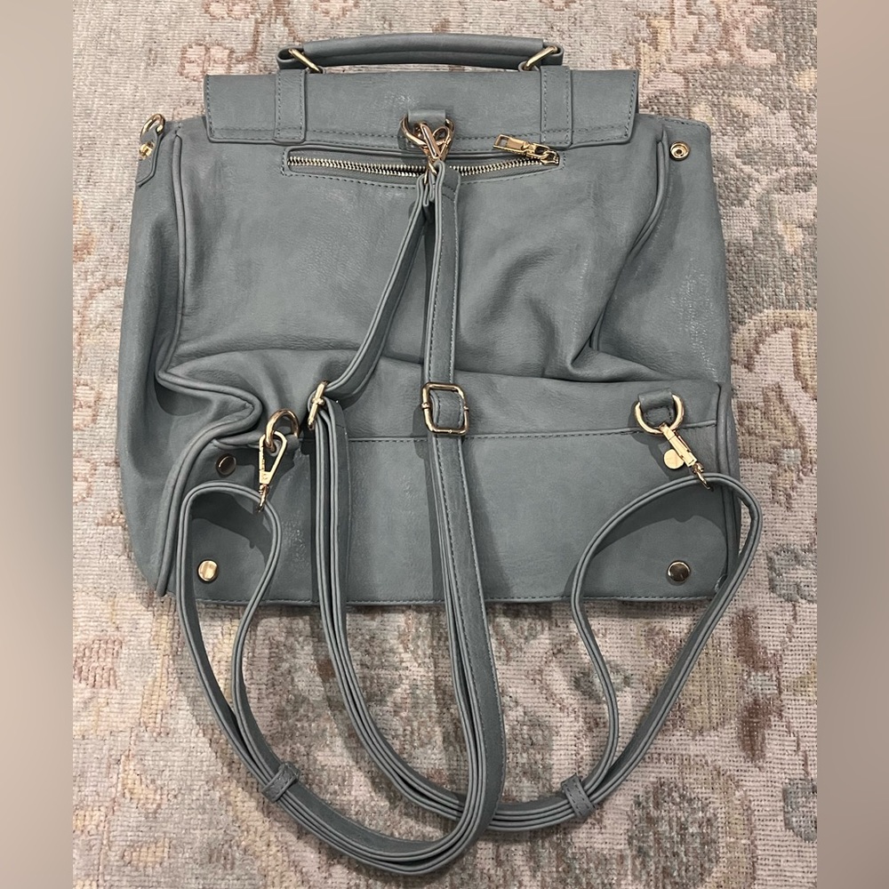 NWOT Backpack Purse, Blue Grey with Gold - Picture 2 of 3